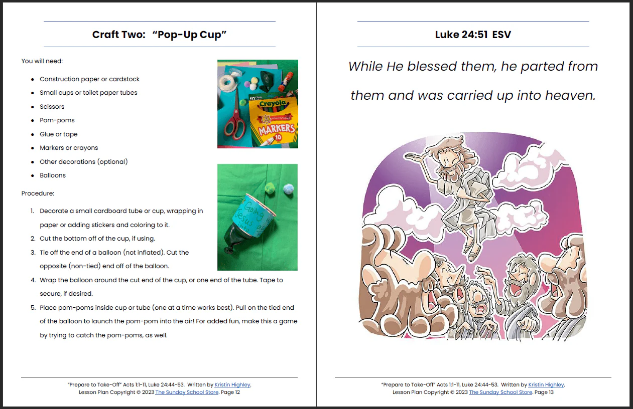 The Ascension of Jesus (Acts 1:1-11 & Luke 24:44-53) Printable Bible Lesson & Sunday School Activities - Image 8