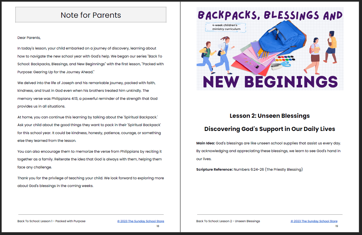 "Back To School: Backpacks, Blessings, and New Beginningsā 4-Week Children's Ministry - Image 11