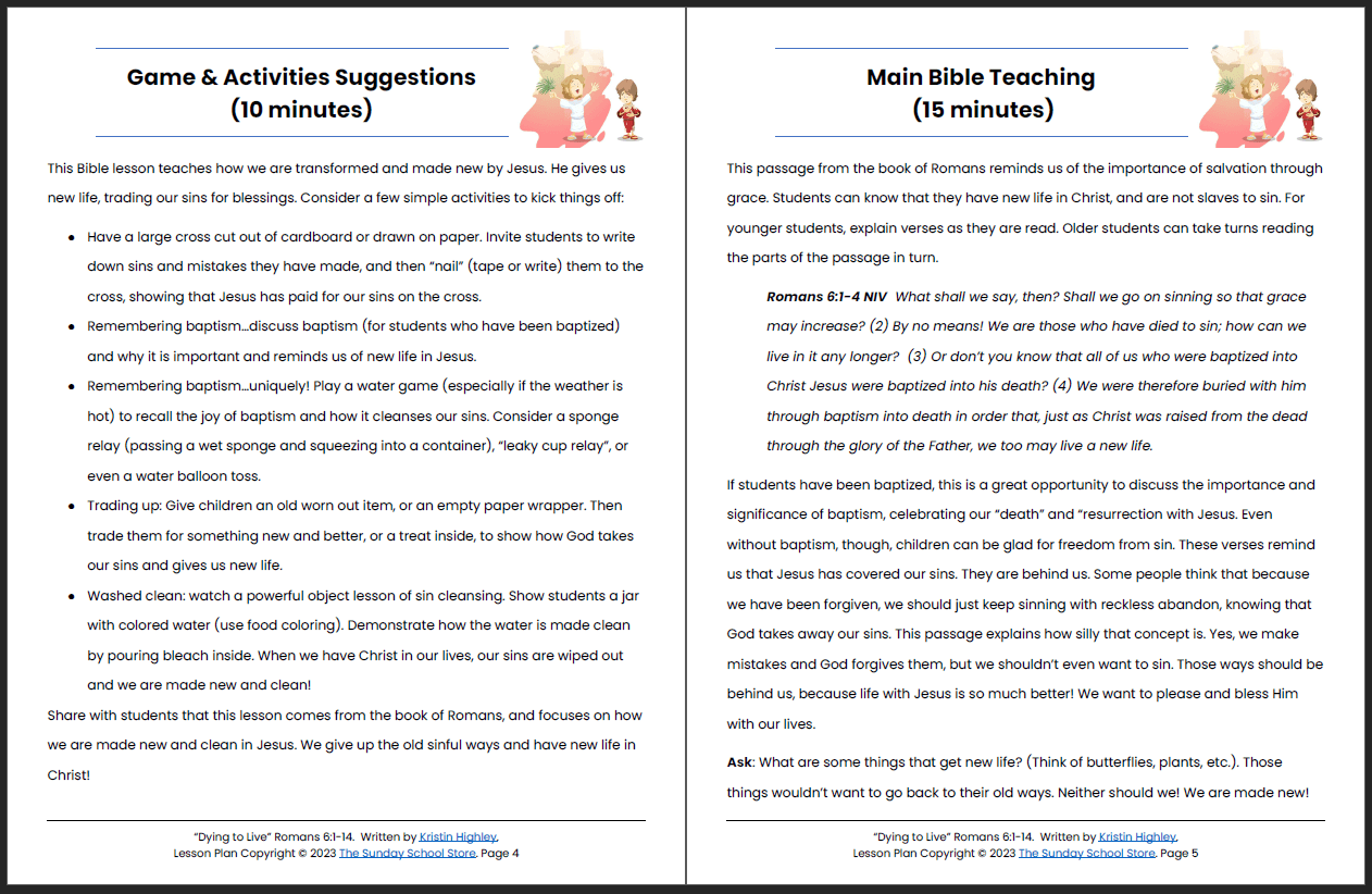 Dying to Sin but Alive in Christ (Romans 6:1-14) Printable Bible Lesson & Sunday School Activities - Image 4