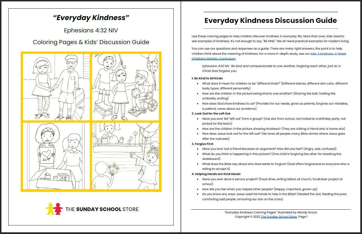 Everyday Kindness: 4-Page Coloring Book & Kids Discussion Guide - Image 2