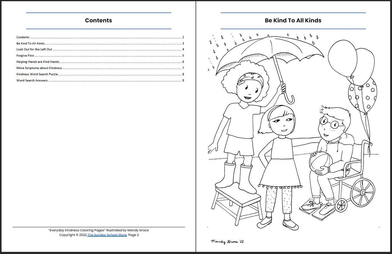 Everyday Kindness: 4-Page Coloring Book & Kids Discussion Guide - Image 3
