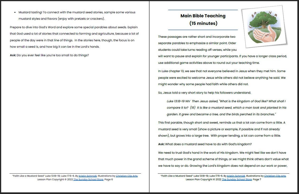 Faith Like a Mustard Seed (Luke 13 & 17) Printable Bible Lesson & Sunday School Activities - Image 5