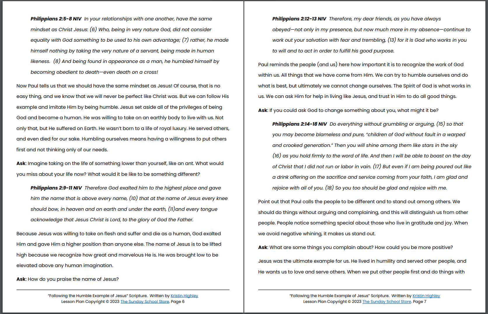 Following the Humble Example of Jesus (Philippians 2:1-18) Printable Bible Lesson & Sunday School Activities - Image 5
