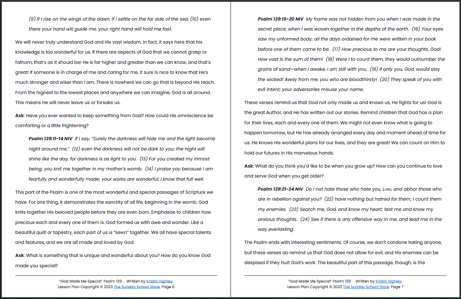 God Made Me Special (Psalm 139) Printable Bible Lesson & Sunday School Activities - Image 5