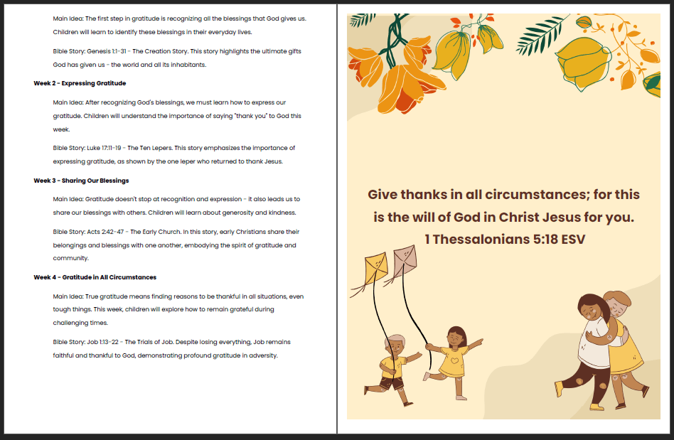 Harvesting Gratitude 4-Lesson Sunday School Curriculum for Kids - Image 5