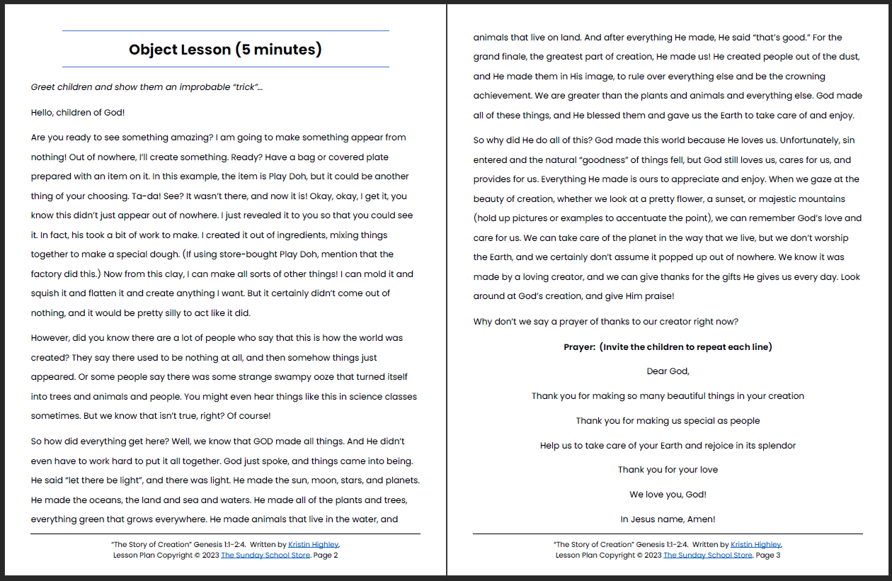 In the Beginning God Created (Genesis 1:1-2:4) Printable Bible Lesson & Sunday School Activities - Image 3