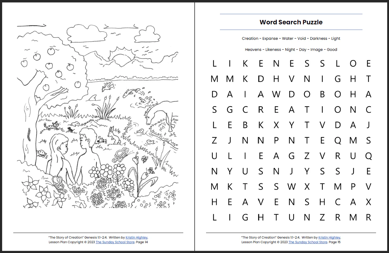 In the Beginning God Created (Genesis 1:1-2:4) Printable Bible Lesson & Sunday School Activities - Image 9
