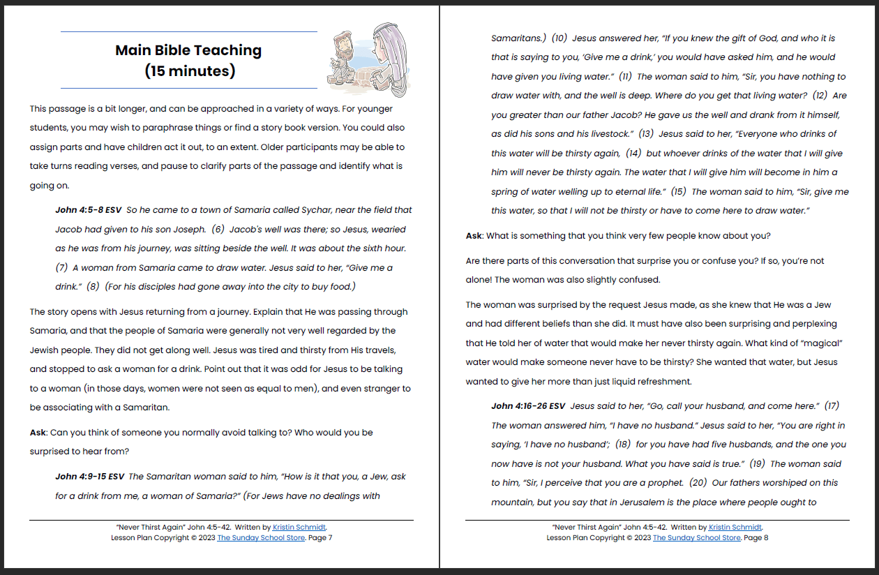 Jesus and the Woman at the Well (John 4) Printable Bible Lesson & Sunday School Activities - Image 5