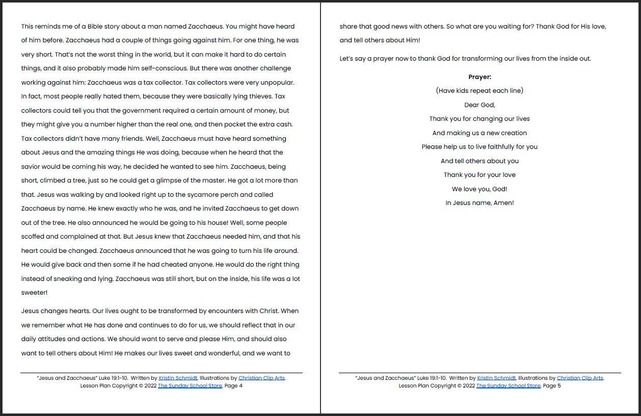 Jesus and Zacchaeus (Luke 19:1-10) Printable Bible Lesson & Sunday School Activities - Image 4