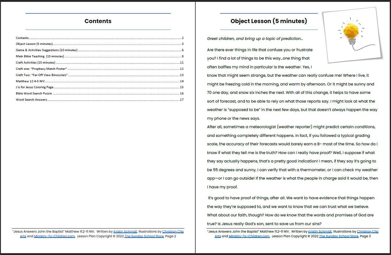 Jesus Answers John the Baptist (Matthew 11:2-11) Printable Bible Lesson & Sunday School Activities - Image 3