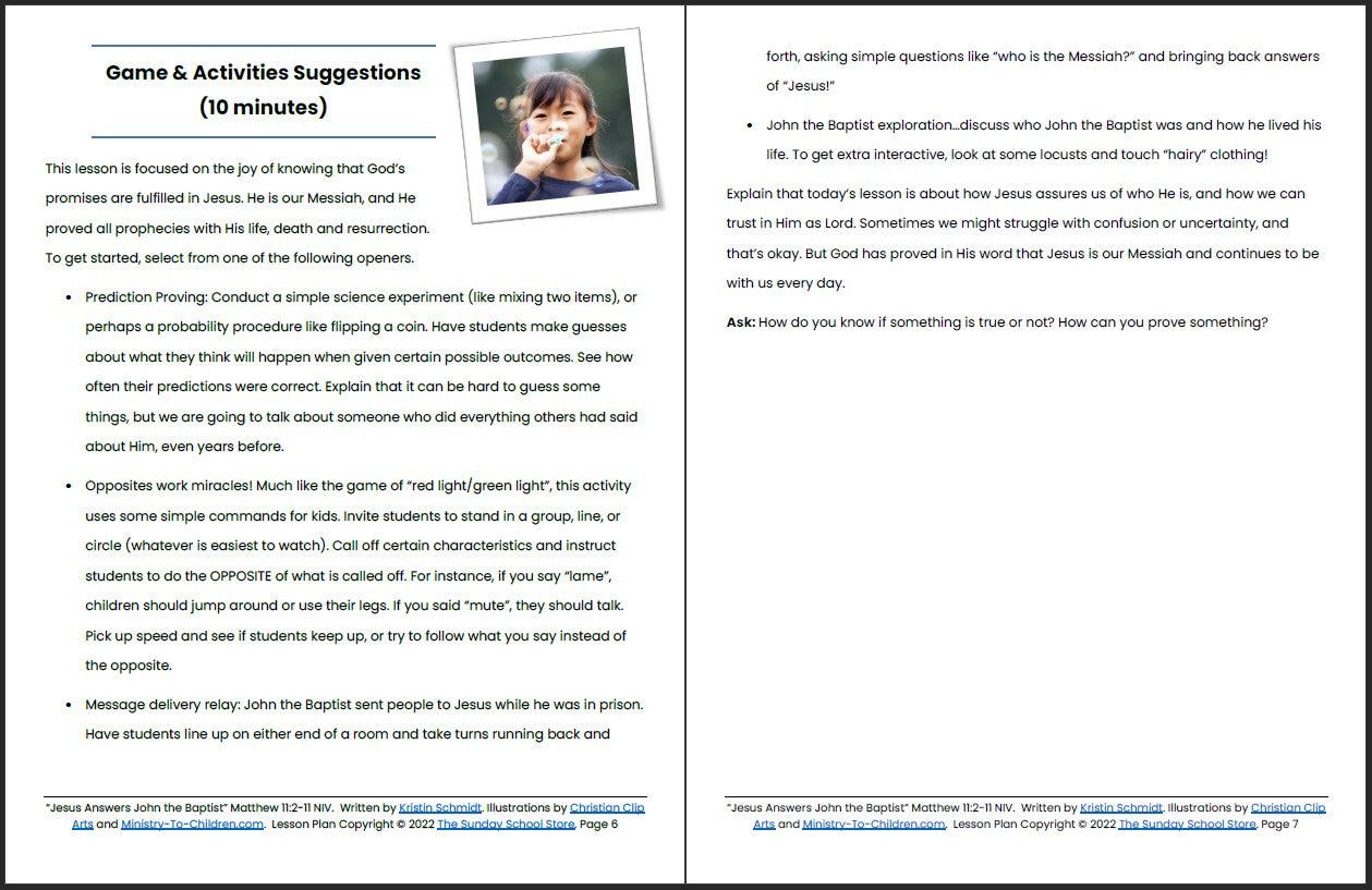 Jesus Answers John the Baptist (Matthew 11:2-11) Printable Bible Lesson & Sunday School Activities - Image 5