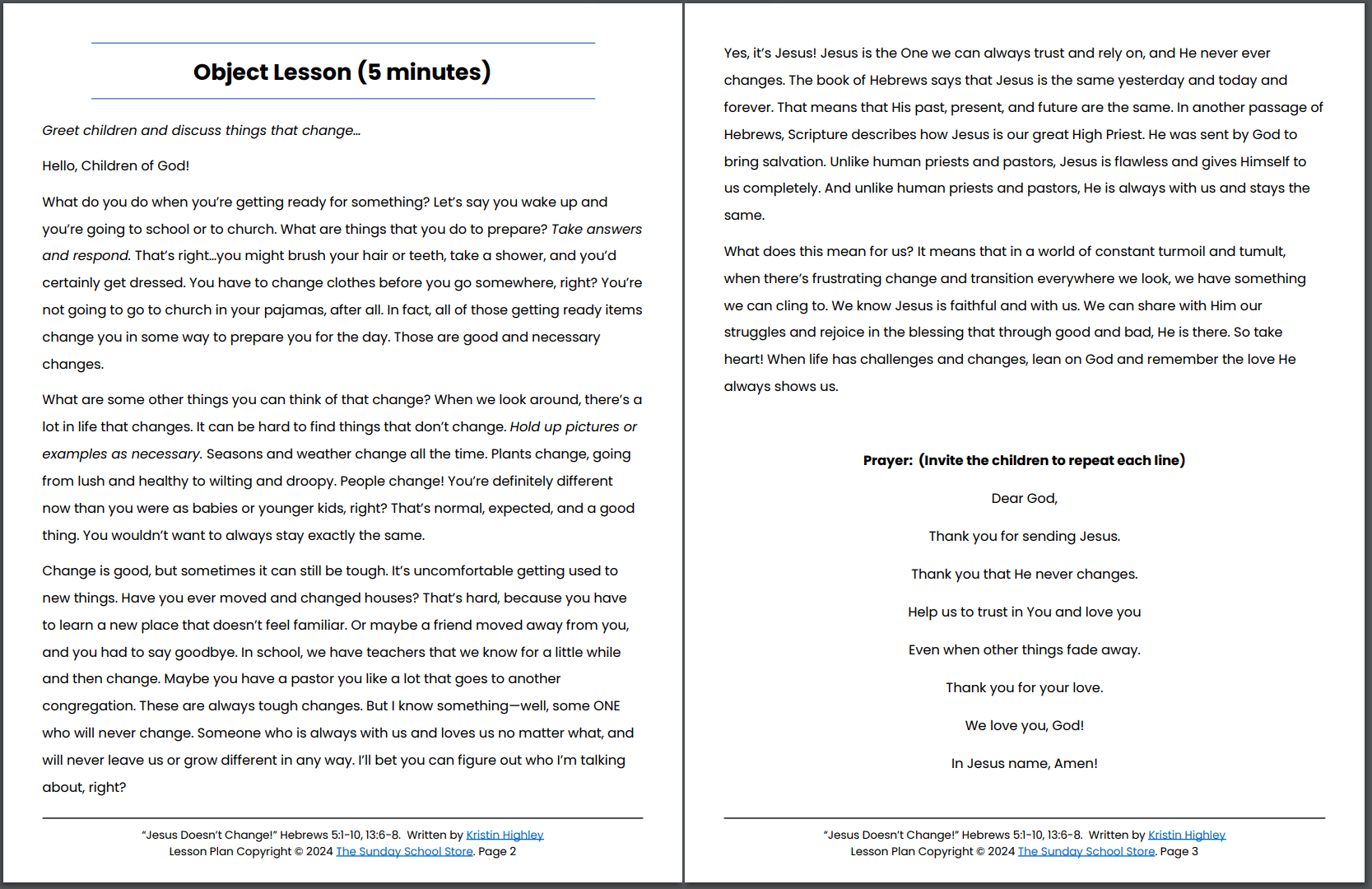 Jesus Doesn't Change! (Hebrews 5:1-10, 13:6-8) Printable Bible Lesson & Sunday School Activities PDF - Image 6