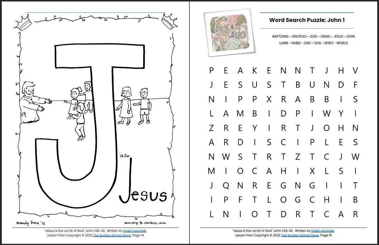 Jesus is the Lamb of God (John 1:29-42) Printable Bible Lesson & Sunday School Activities - Image 9