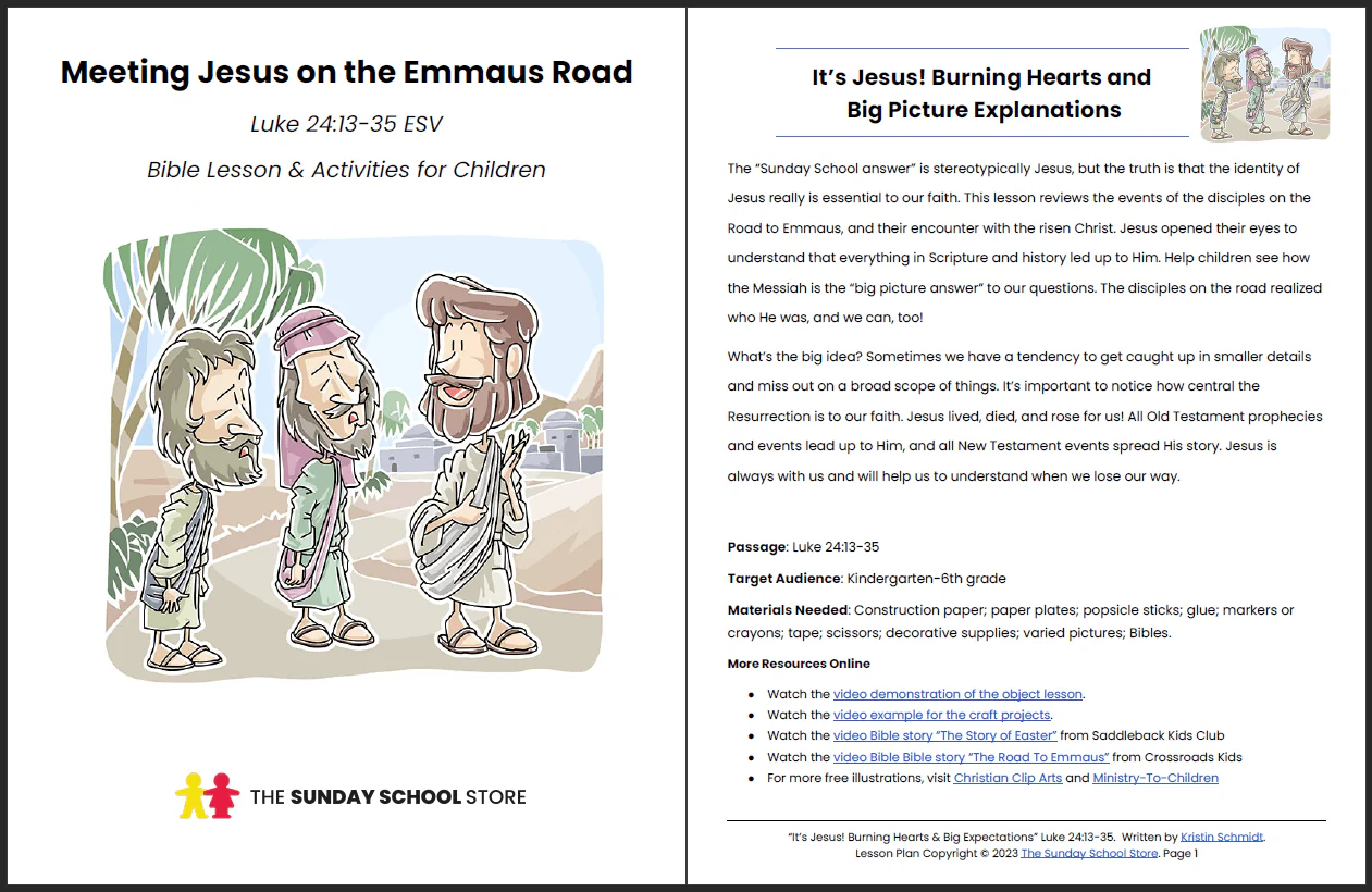 Jesus on the Road to Emmaus (Luke 24:13-35) Printable Bible Lesson & Sunday School Activities - Image 2