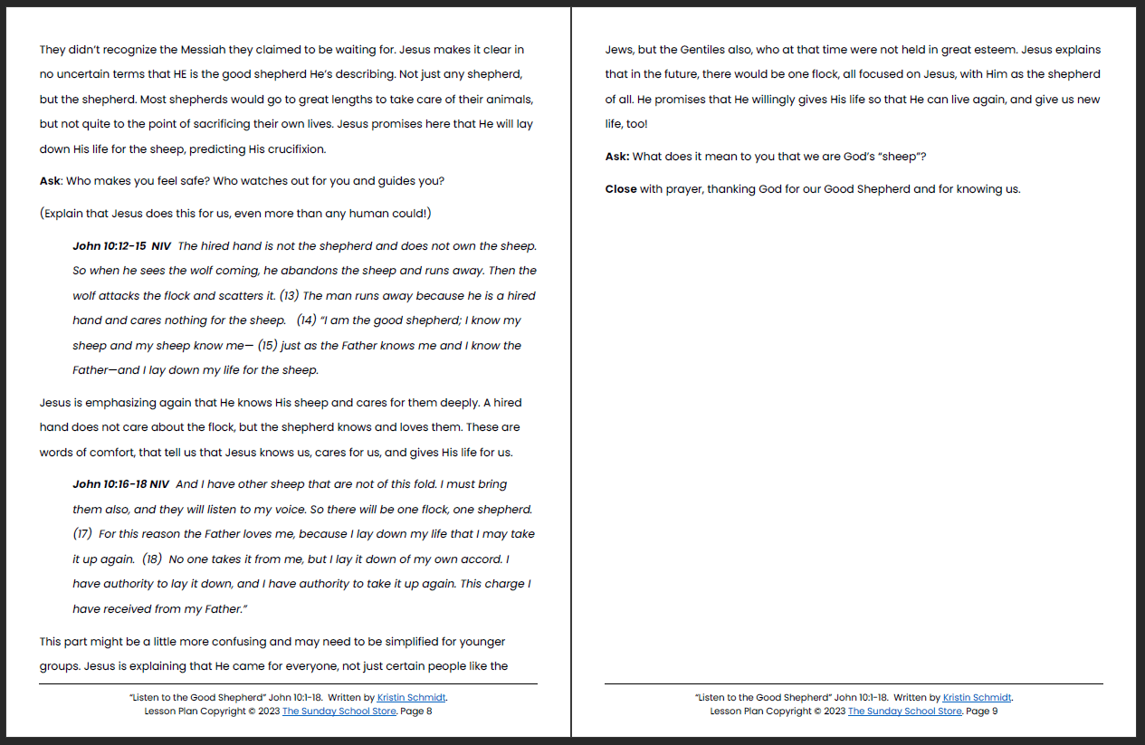Listen to the Good Shepherd (John 10:1-18) Printable Bible Lesson & Sunday School Activities - Image 6