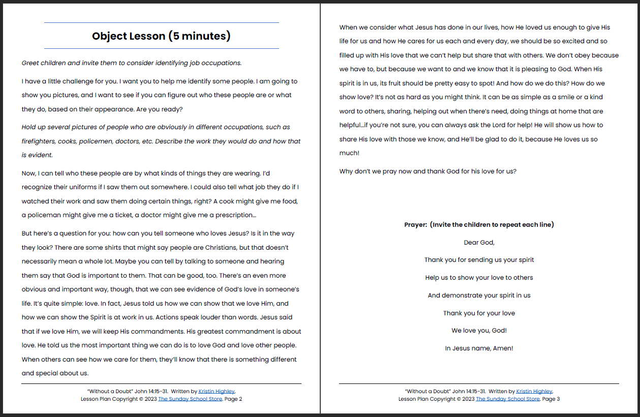Evidence of Christ Within (John 14:15-31) Printable Bible Lesson & Sunday School Activities - Image 3