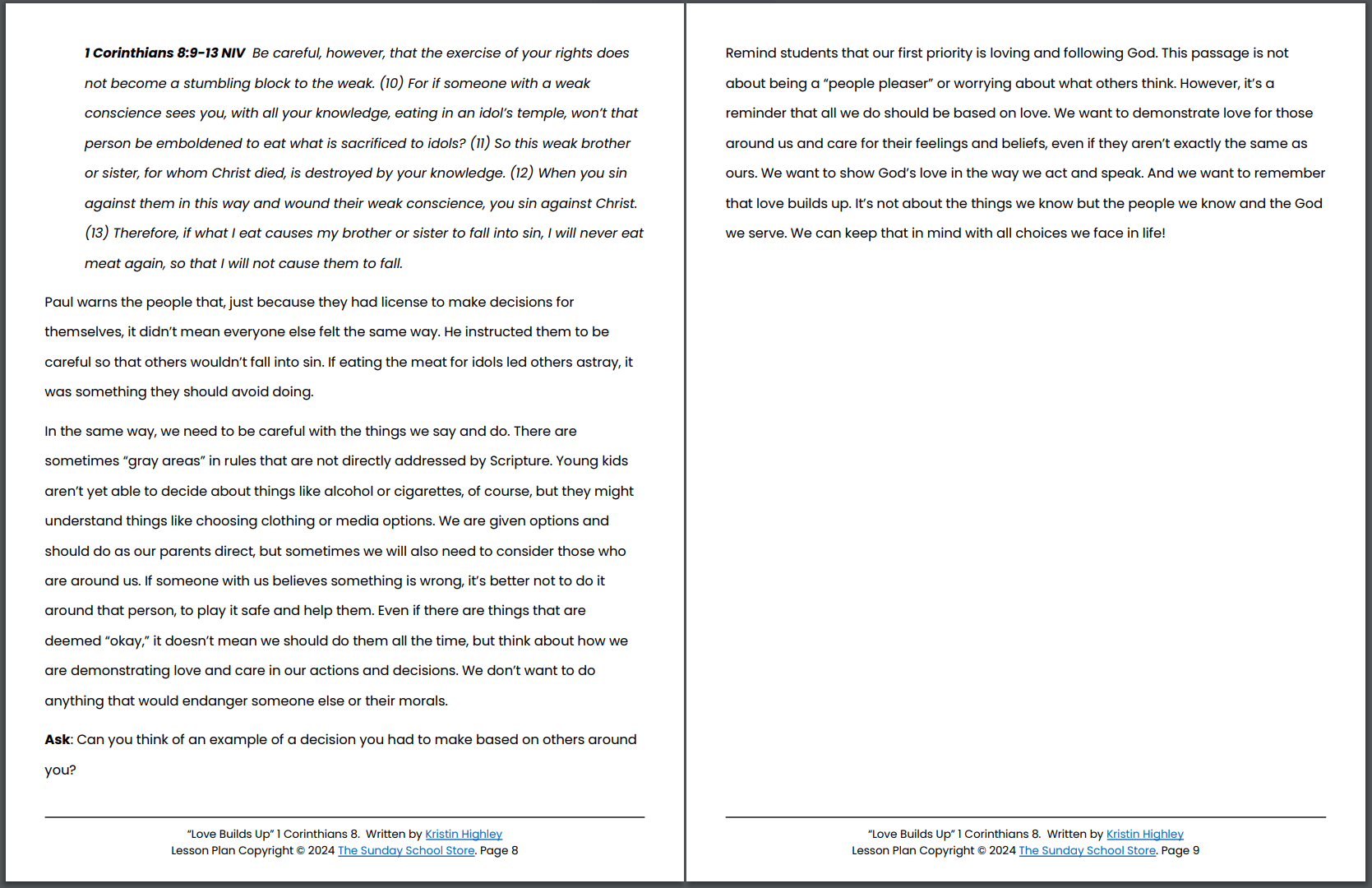 Love Builds Up (1 Corinthians 8:1-13) Printable Bible Lesson & Sunday School Activities - Image 8