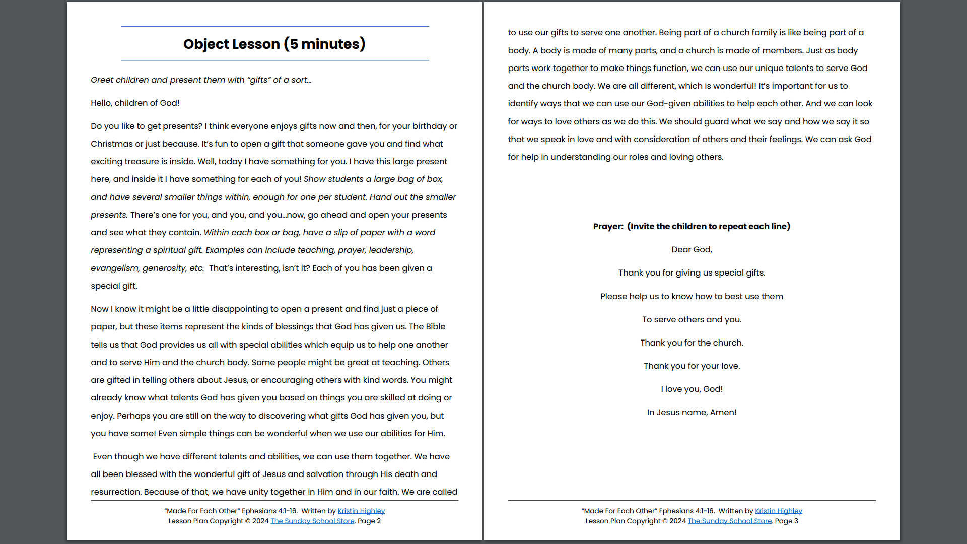 Made for Each Other (Ephesians 4:1-16) Sunday School Lesson & Activities for Kids PDF - Image 5