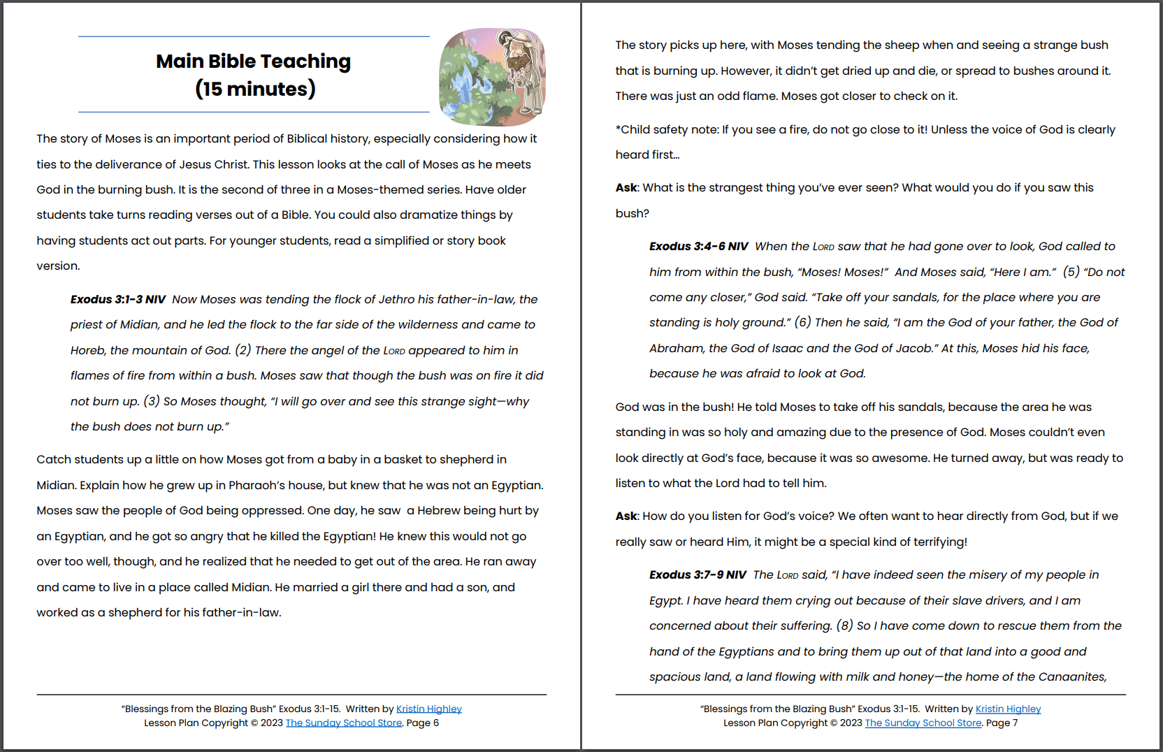 Moses and the Blazing Bush (Exodus 3:1-15) Printable Bible Lesson & Sunday School Activities - Image 8