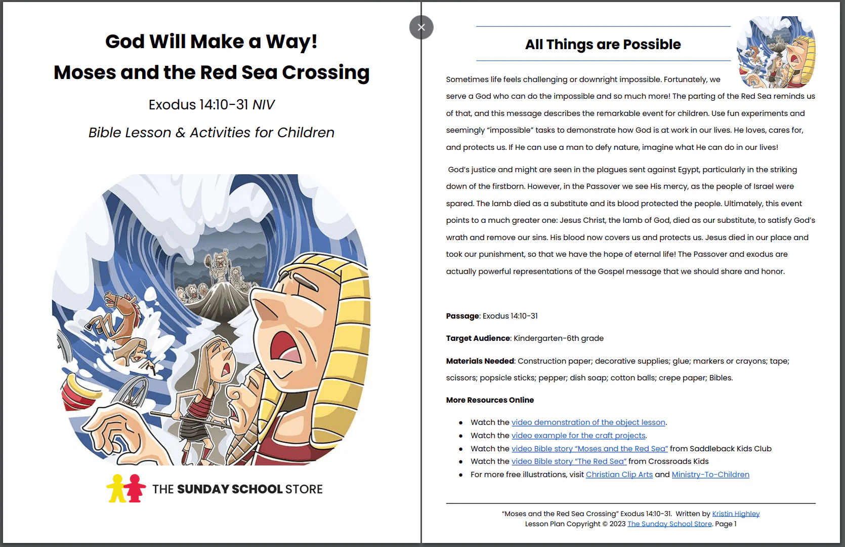 Moses and the Red Sea Crossing (Exodus 14:10-3)1Printable Bible Lesson & Sunday School Activities - Image 2