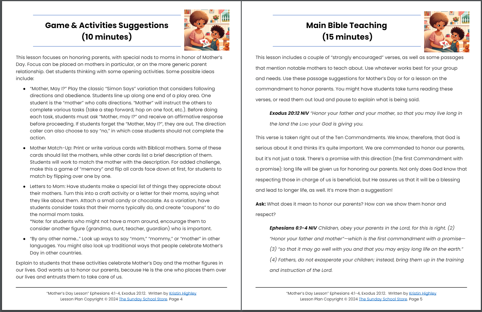 Mother's Day Sunday School Lesson (Ephesians 4:1-4) Kids' Bible Lesson & Activities - Image 7