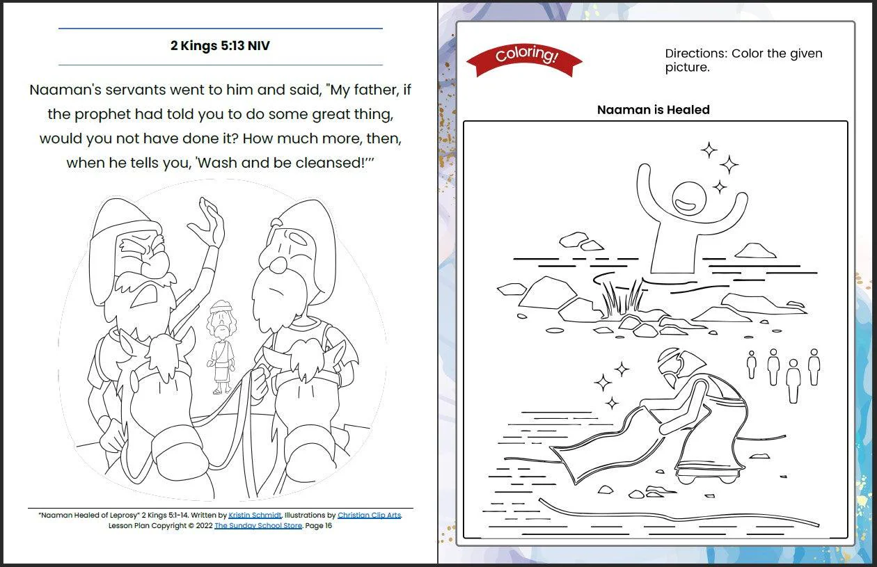 Naaman Healed (2 Kings 5:1-14) Printable Bible Lesson & Sunday School Activities - Image 10