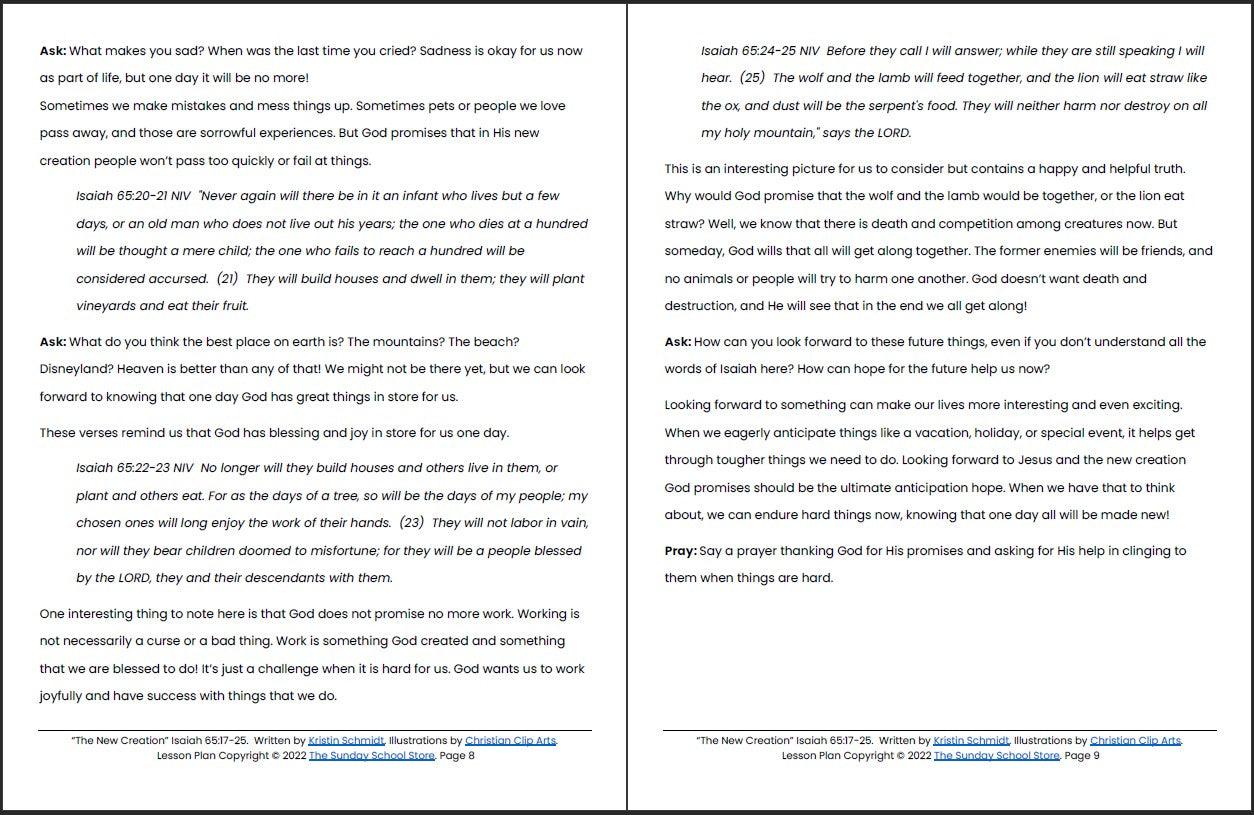 The New Creation (Isaiah 65:17-25)  Printable Bible Lesson & Sunday School Activities - Image 6