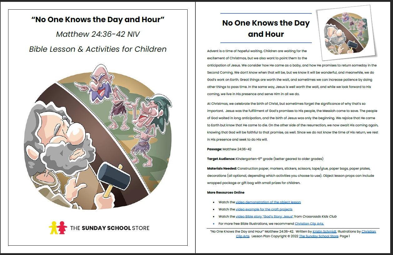 No One Knows the Day and Hour (Matthew 24:36-42) Printable Advent Bible Lesson & Sunday School Activities - Image 2