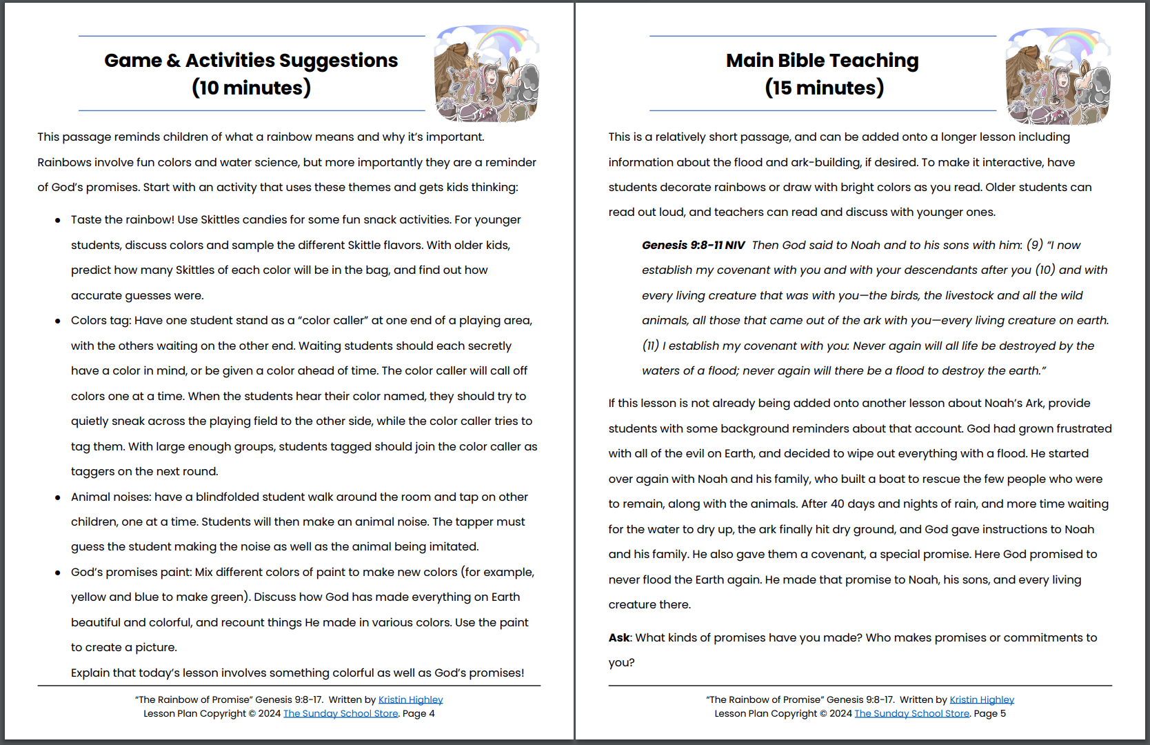 God's Rainbow of Promise to Noah (Genesis 9:8-17) Printable Bible Lesson & Sunday School Activities PDF - Image 5