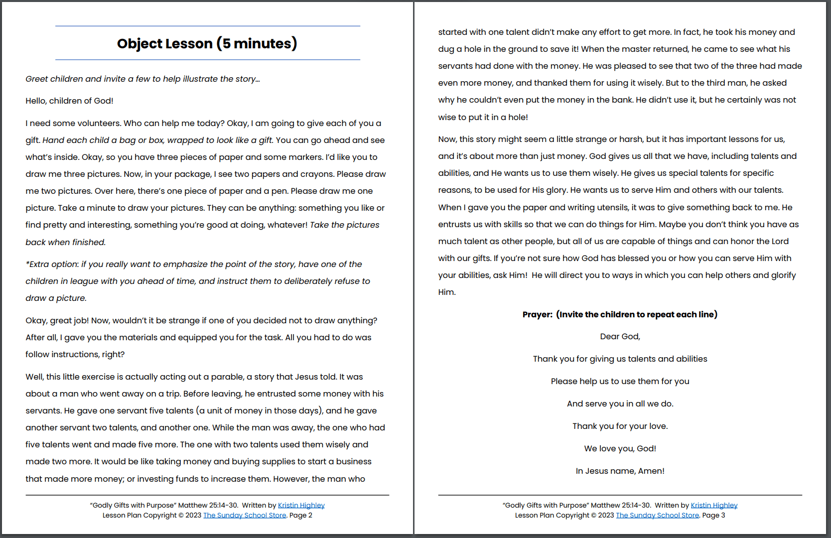 Parable of the Talents (Matthew 25:14-30) Printable Bible Lesson & Sunday School Activities - Image 2