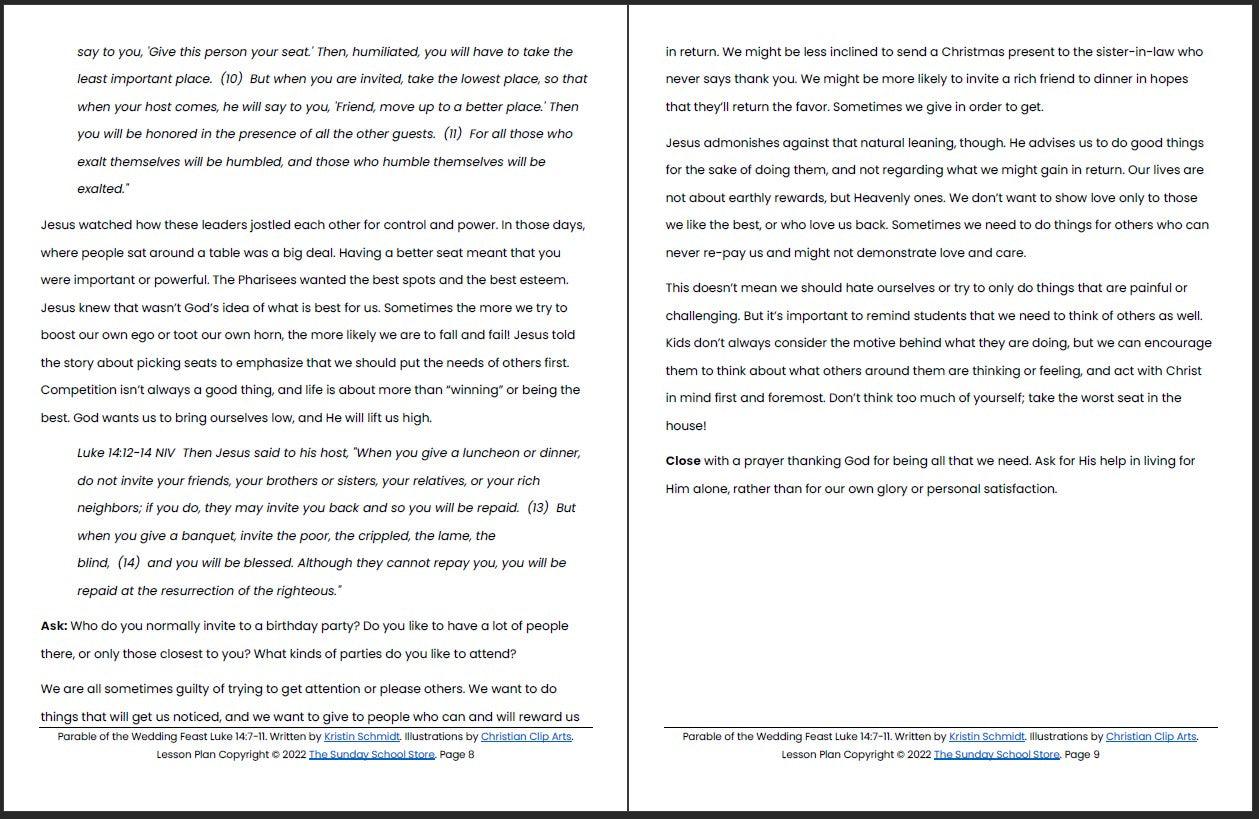 Parable of the Wedding Feast (Luke 14:7-11) Printable Bible Lesson & Sunday School Activities - Image 6