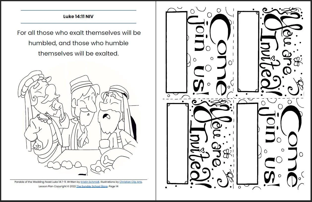 Parable of the Wedding Feast (Luke 14:7-11) Printable Bible Lesson & Sunday School Activities - Image 9