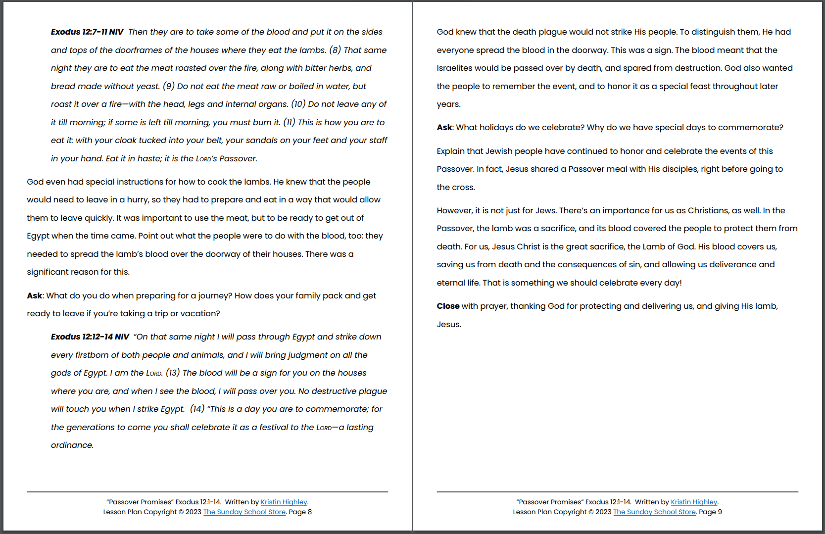 Passover Promises (Exodus 12:1-14) Printable Bible Lesson & Sunday School Activities - Image 9