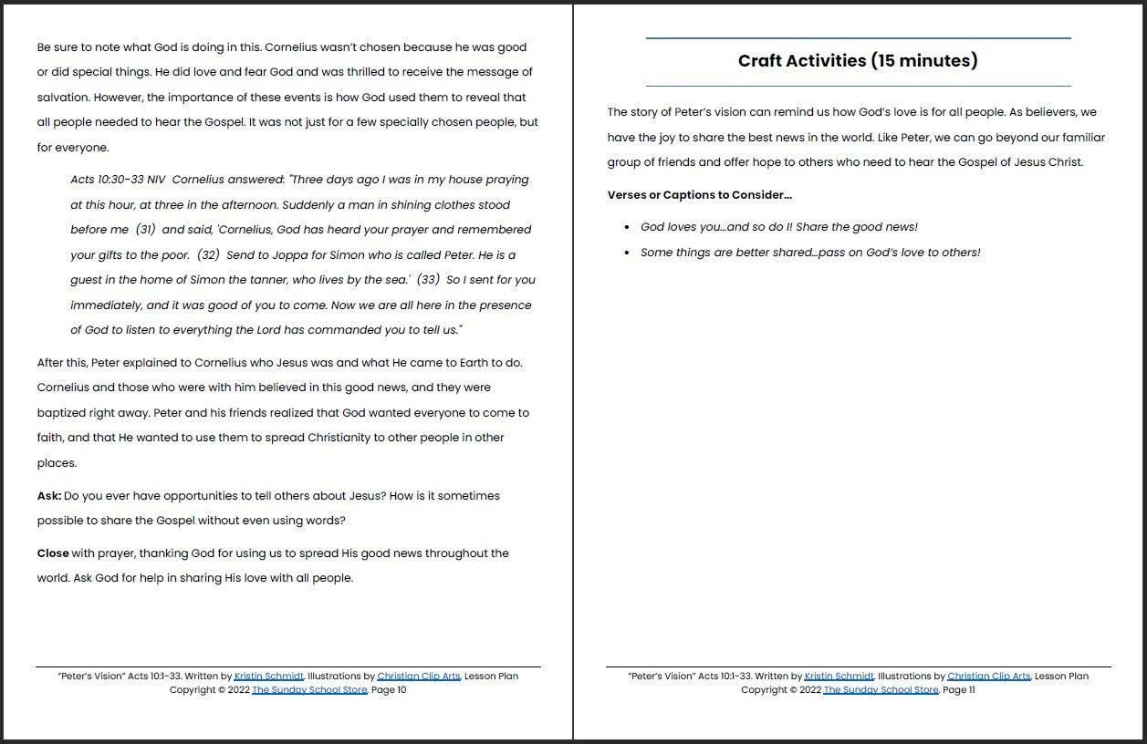 Peter's Vision (Acts 10:1-33) Printable Bible Lesson & Sunday School Activities - Image 7