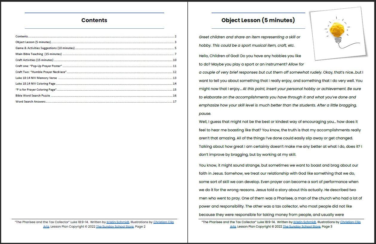 The Pharisee and the Tax Collector (Luke 18:9-14) Printable Bible Lesson & Sunday School Activities - Image 3