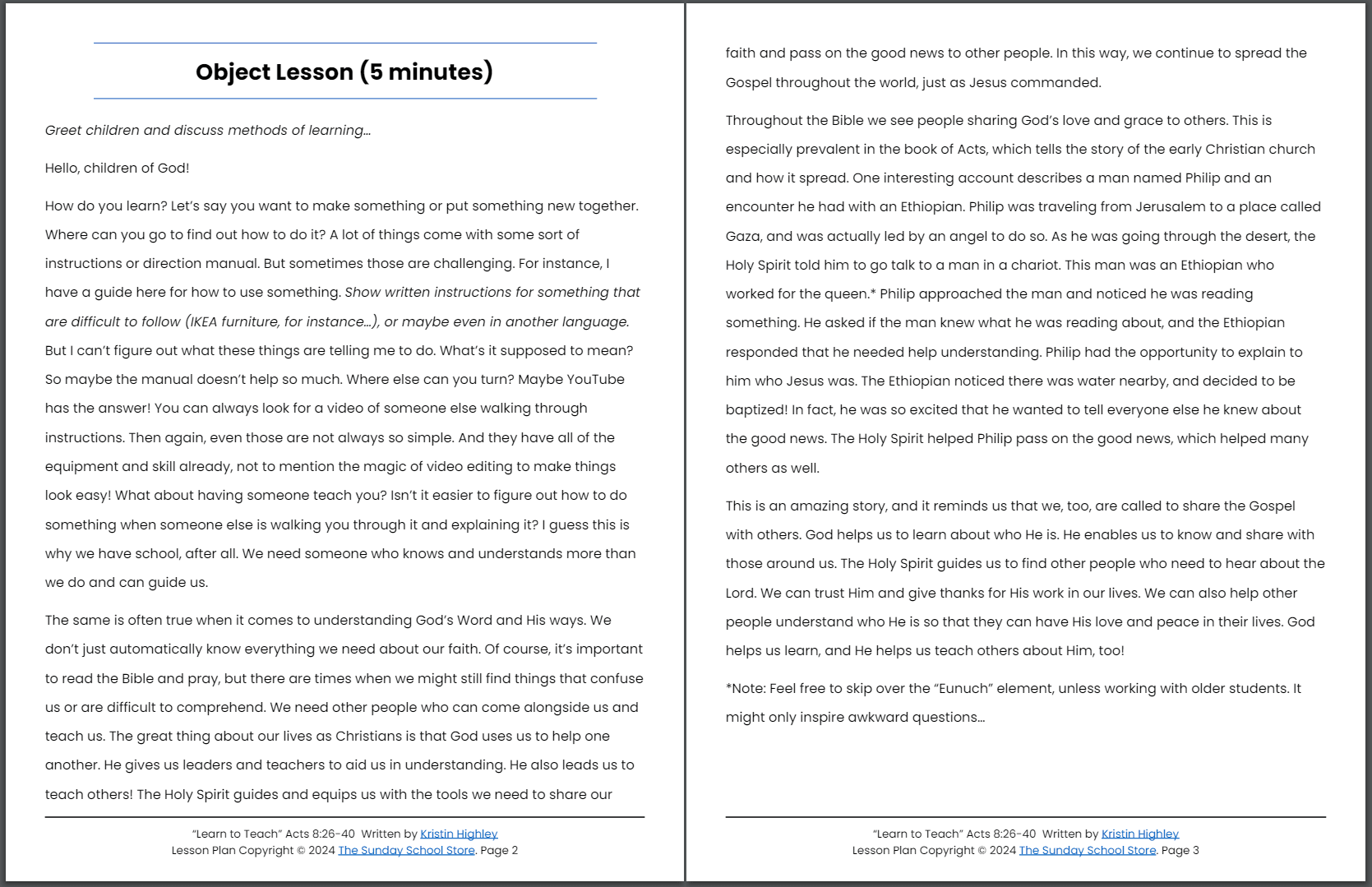 Philip and the Ethiopian (Acts 8:26-40) Kids' Bible Lesson & Sunday School Activities PDF - Image 2