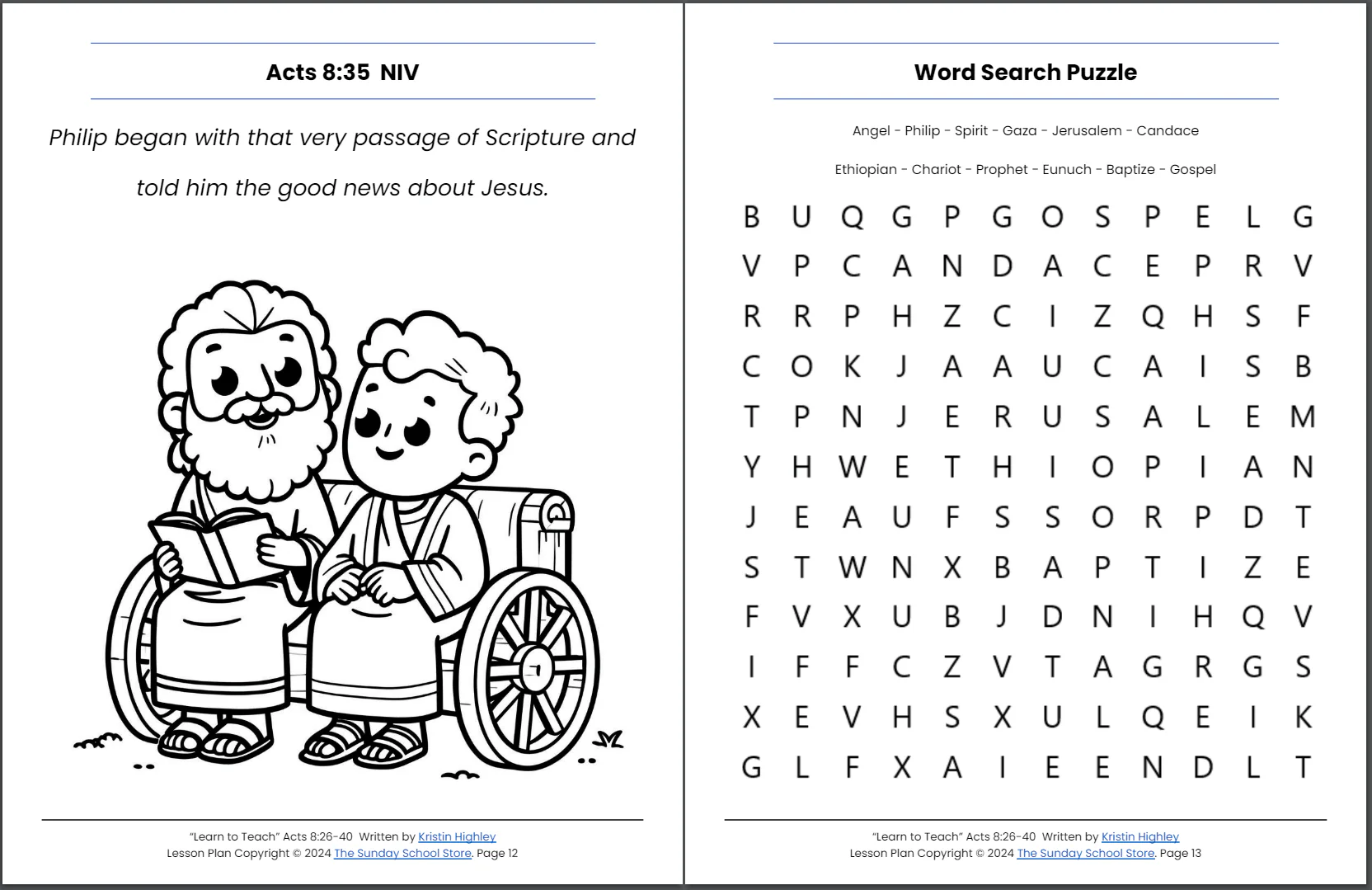 Philip and the Ethiopian (Acts 8:26-40) Kids' Bible Lesson & Sunday School Activities PDF - Image 7
