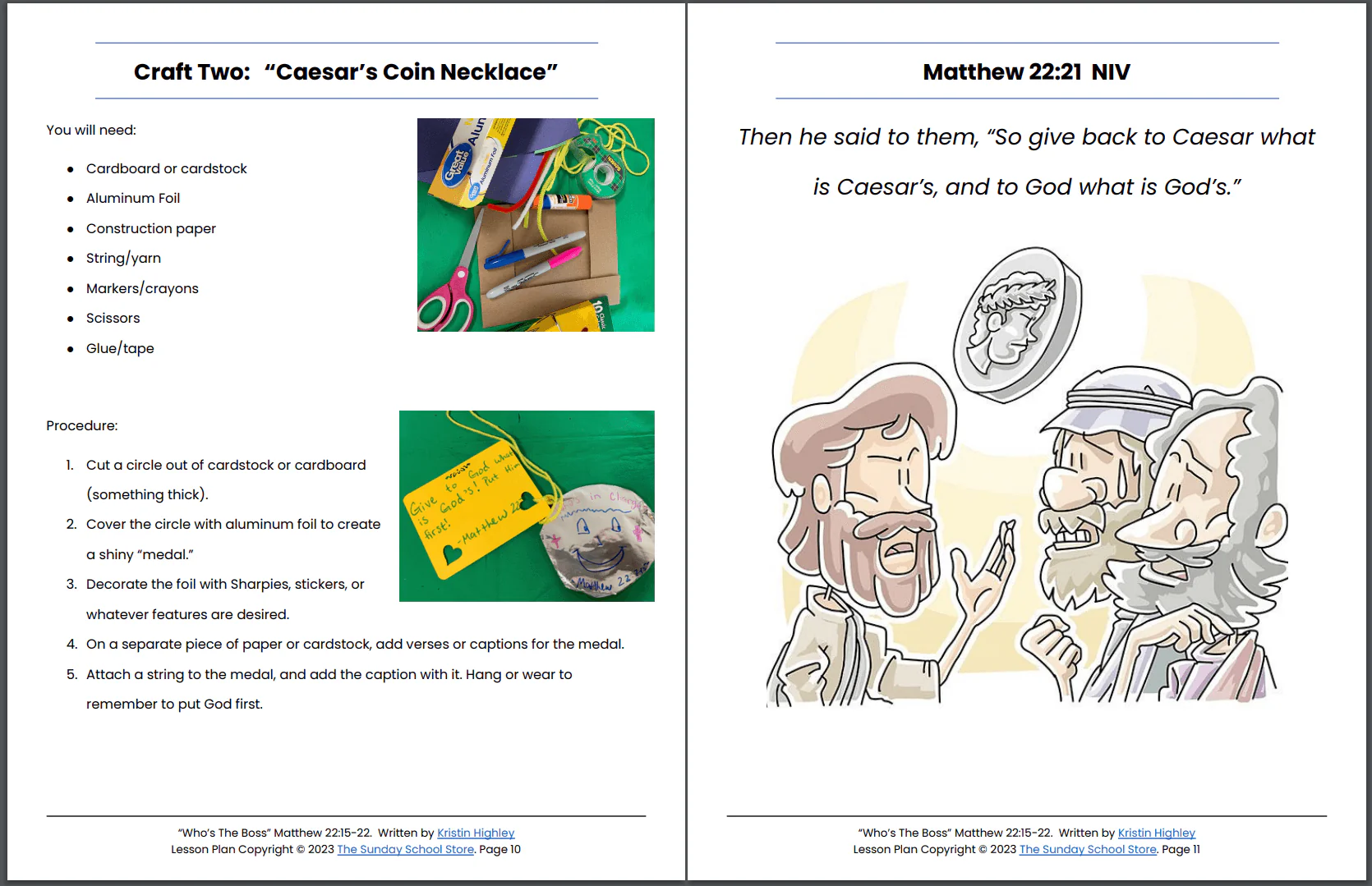 Render Unto Caesar (Matthew 22:15-22) Printable Bible Lesson & Sunday School Activities - Image 5