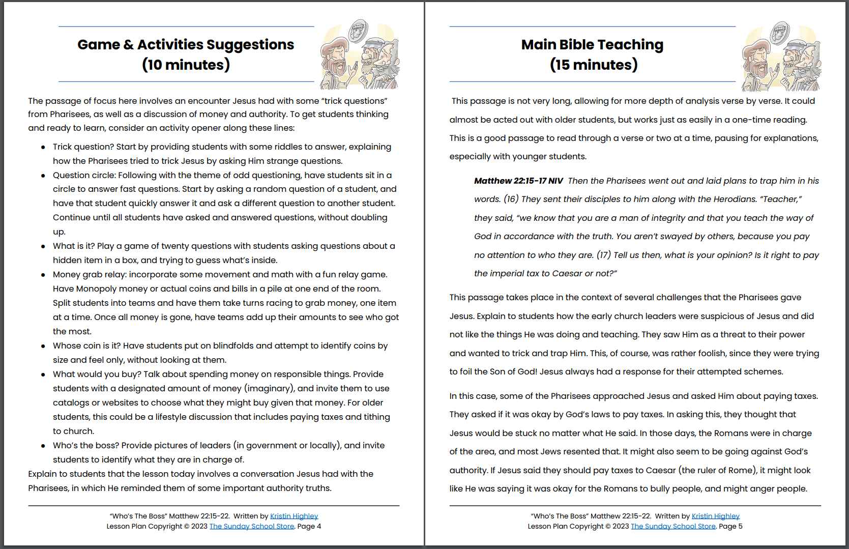 Render Unto Caesar (Matthew 22:15-22) Printable Bible Lesson & Sunday School Activities - Image 7