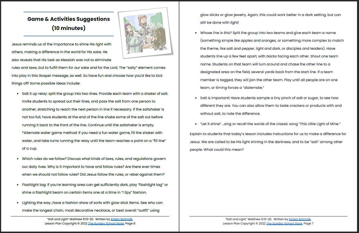 Salt and Light (Matthew 5:13-20) Printable Bible Lesson & Sunday School Activities - Image 5