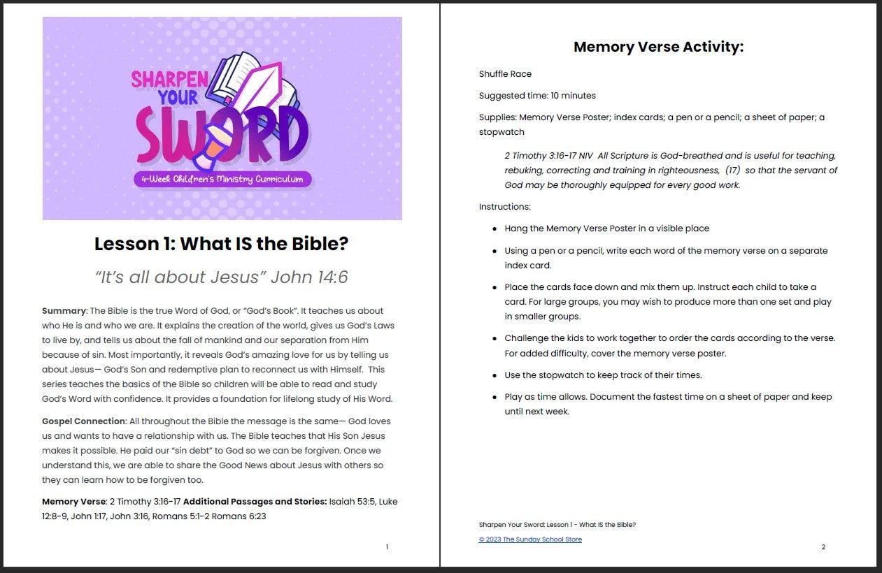 Sharpen Your Sword: 4-Week Children's Ministry Curriculum - Image 4