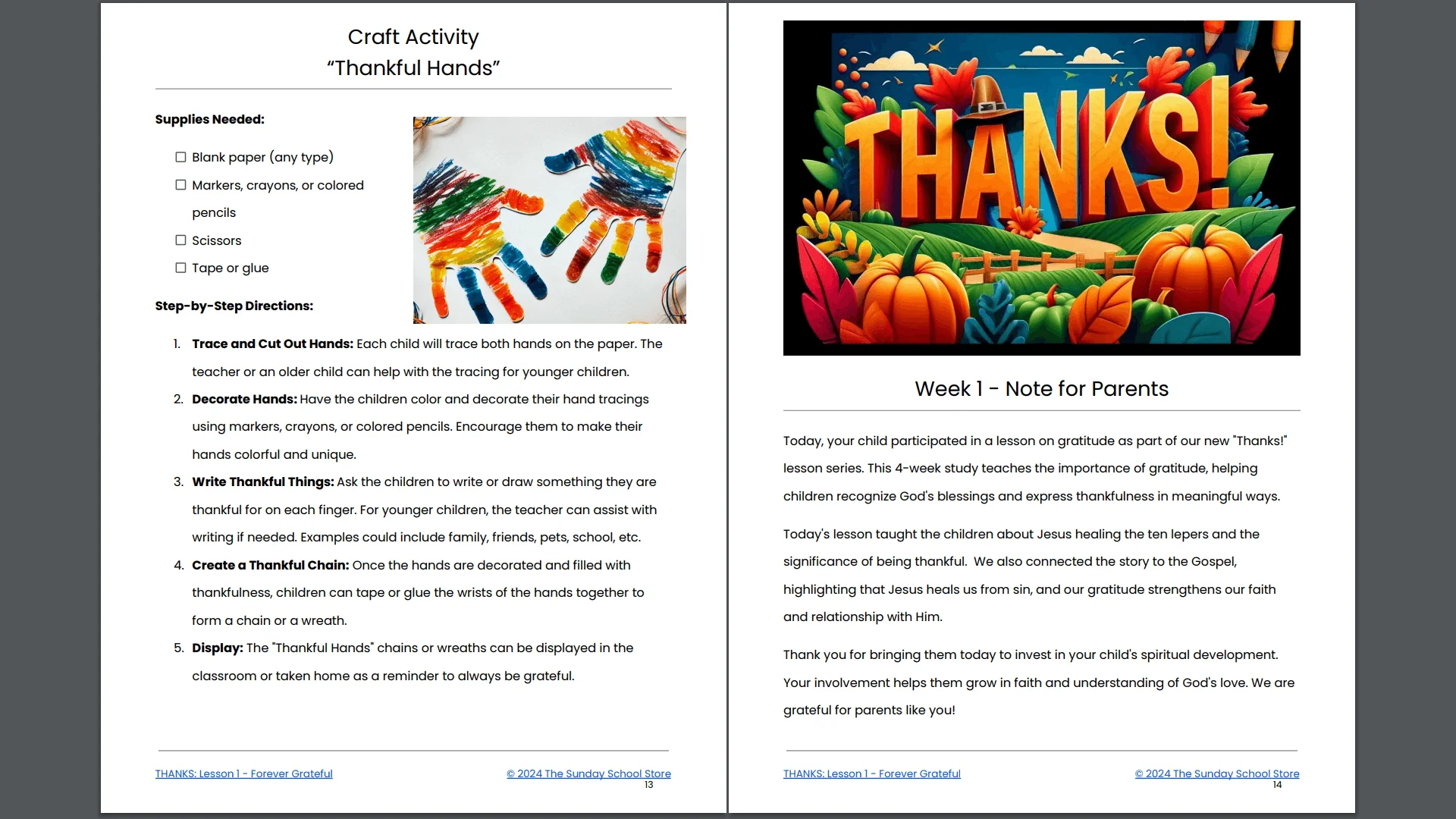 Thanks: 4-Lesson Thanksgiving Sunday School Curriculum (ages 6-12) - Image 3