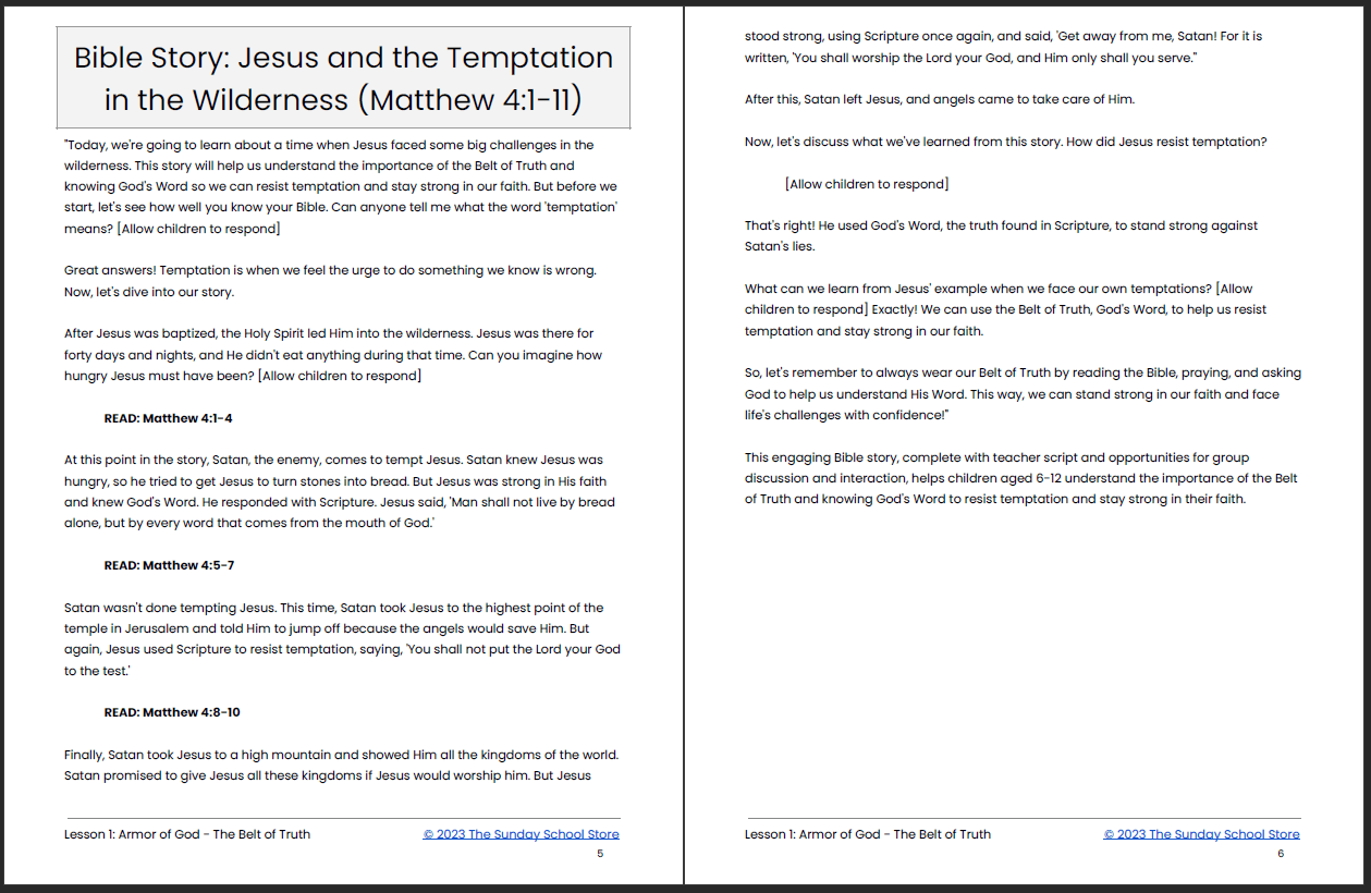 The Armor of God: 6-Lesson Sunday School Curriculum - Image 6