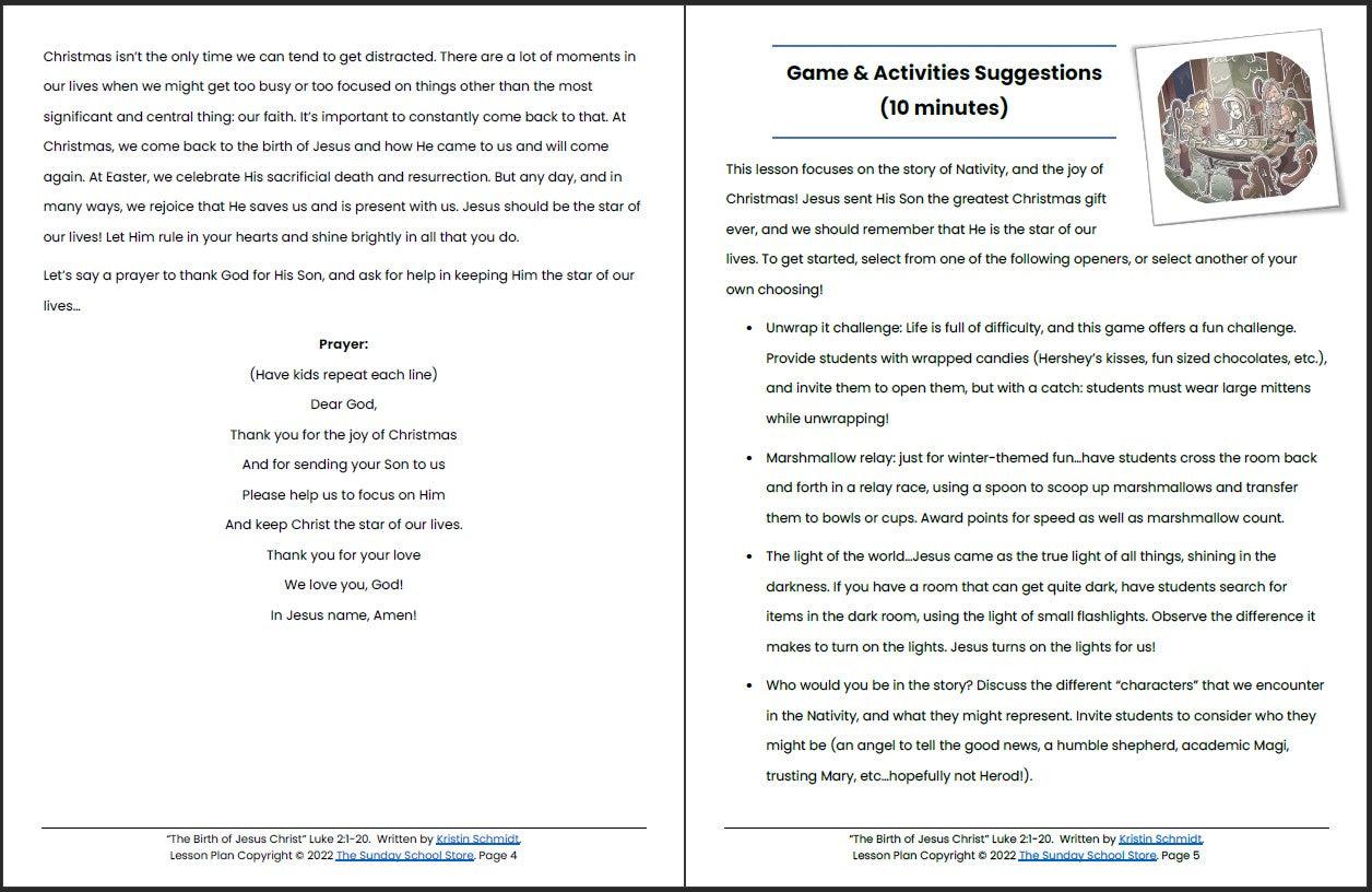 The Birth of Jesus Christ (Luke 2:1-20) Printable Christmas Bible Lesson & Sunday School Activities - Image 4