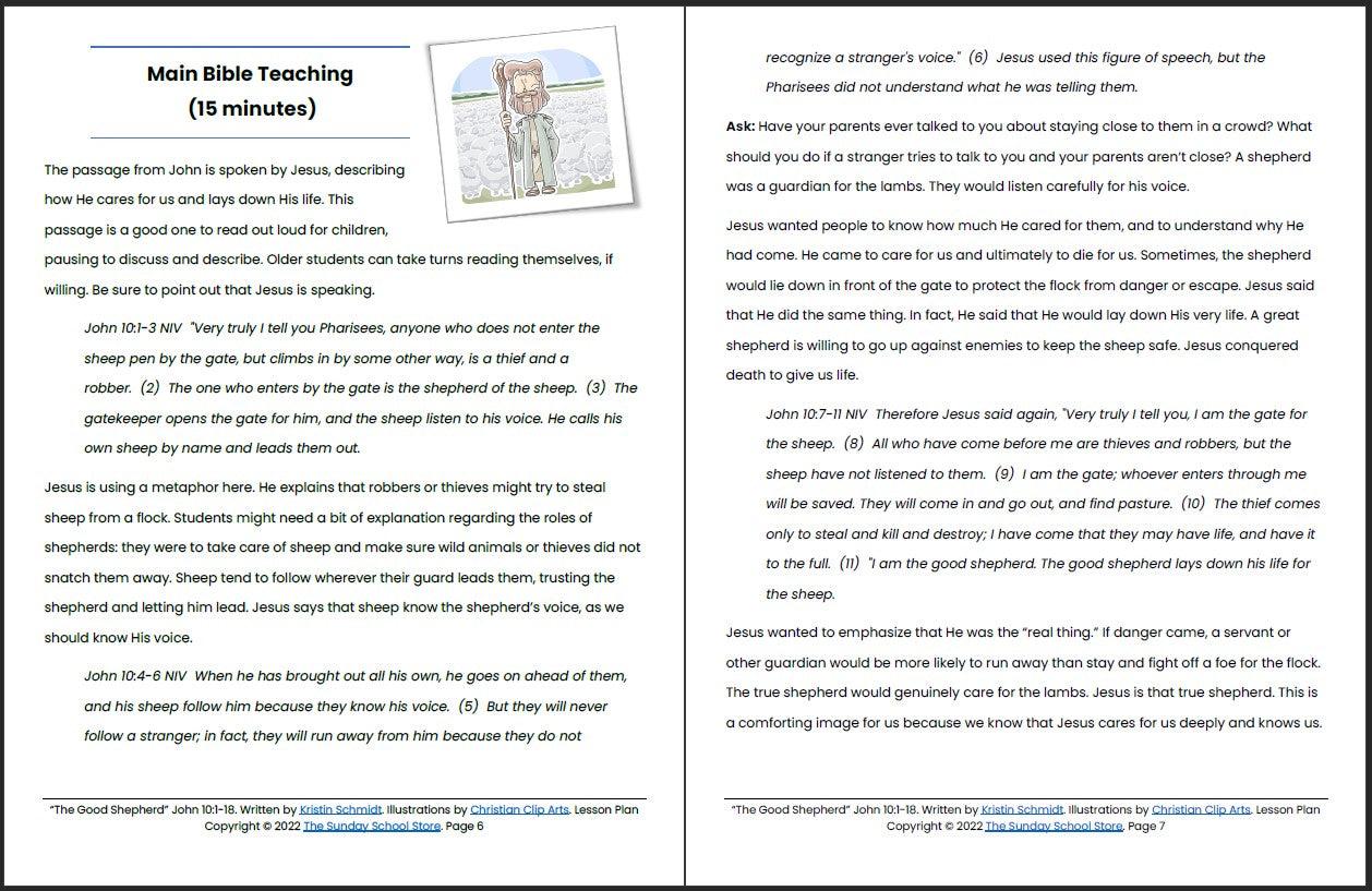 Jesus is the Good Shepherd (John 10:1-18; Psalm 23) Printable Bible Lesson & Sunday School Activities - Image 5