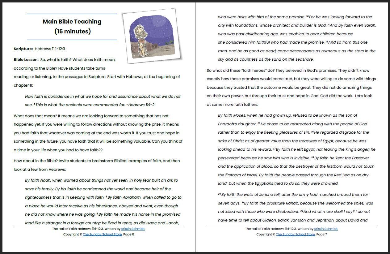 The Hall of Faith (Hebrews 11:1-12:3) Printable Bible Lesson & Sunday School Activities - Image 5