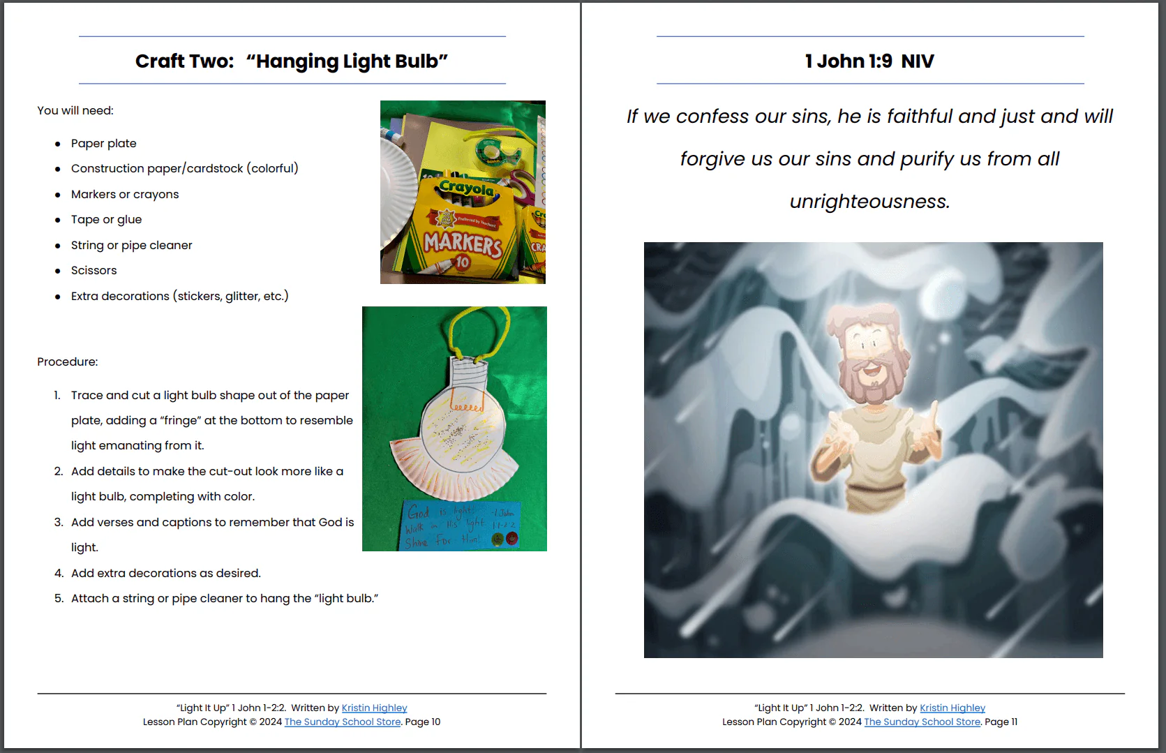 The Light of Christ (John 1:1 - 2:2) Printable Bible Lesson & Sunday School Activities PDF - Image 2