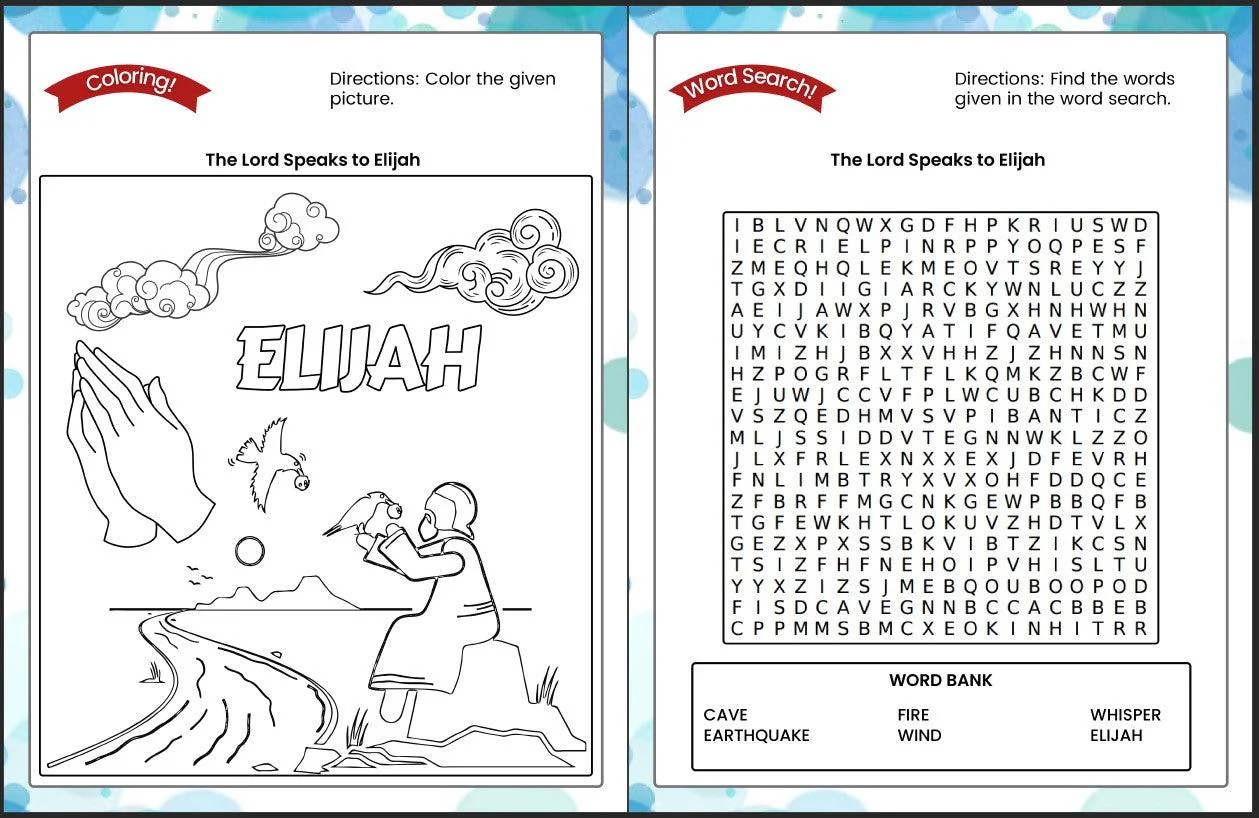 The Lord Speaks to Elijah (1 Kings 19:9-18) Printable Bible Lesson & Sunday School Activities - Image 9