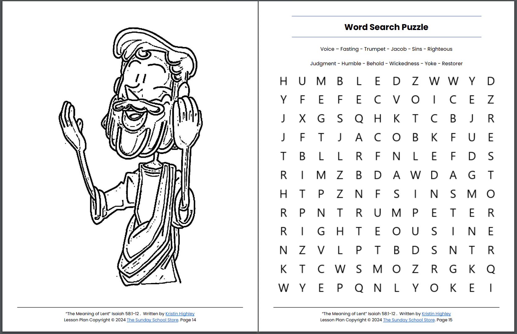 The Meaning of Lent (Isaiah 58:1-12) Printable Bible Lesson & Sunday School Activities PDF - Image 3