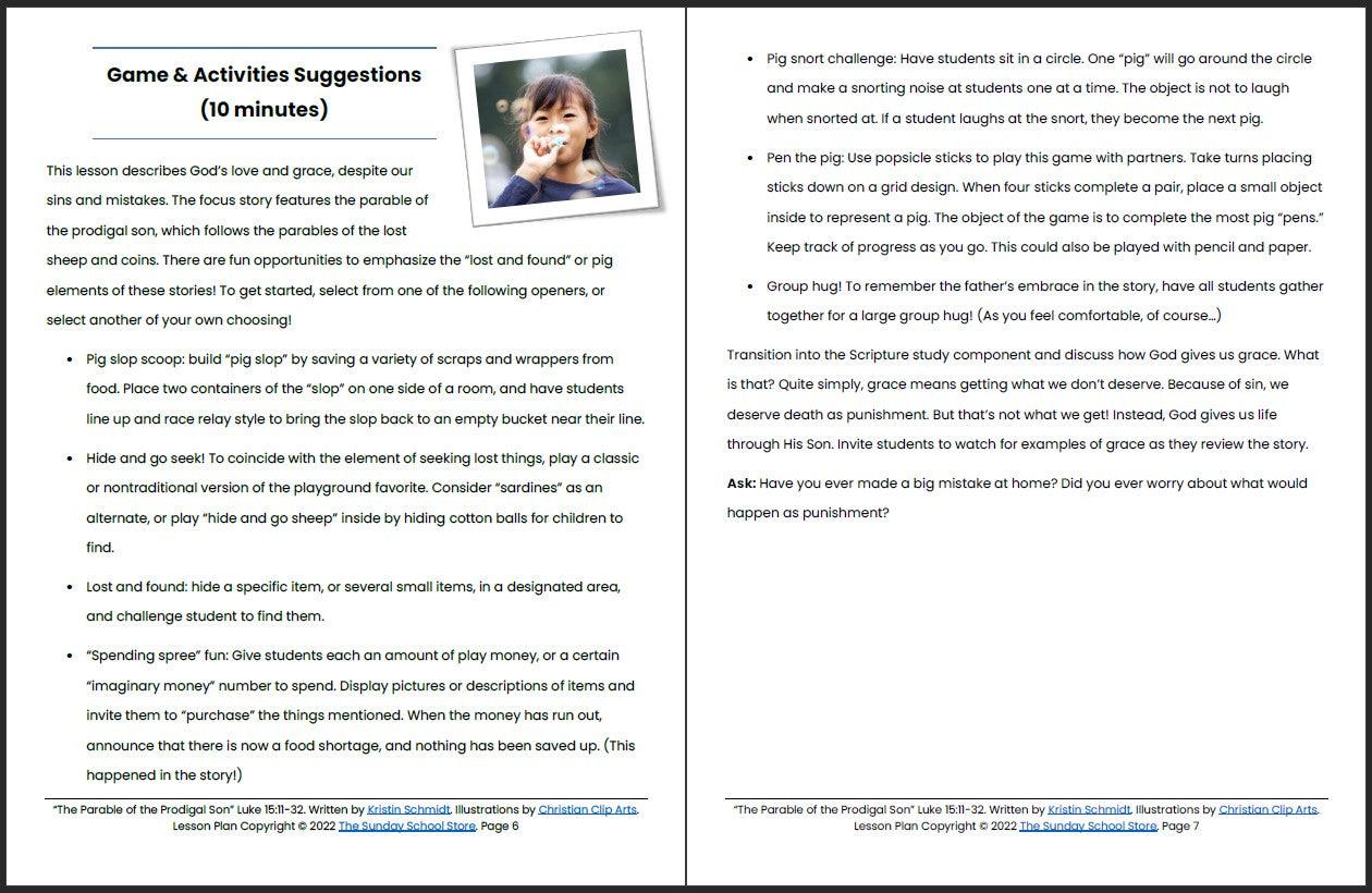 The Parable of the Prodigal Son (Luke 15:11-32) Printable Bible Lesson & Sunday School Activities - Image 5
